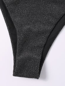 3packs Glitter Decor Bikini Set & Mesh Beach Skirt, For Summer Vacation - Black - View 5