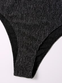 Glitter One Piece Swimsuit, For Summer Beach Vacation - Black - View 5