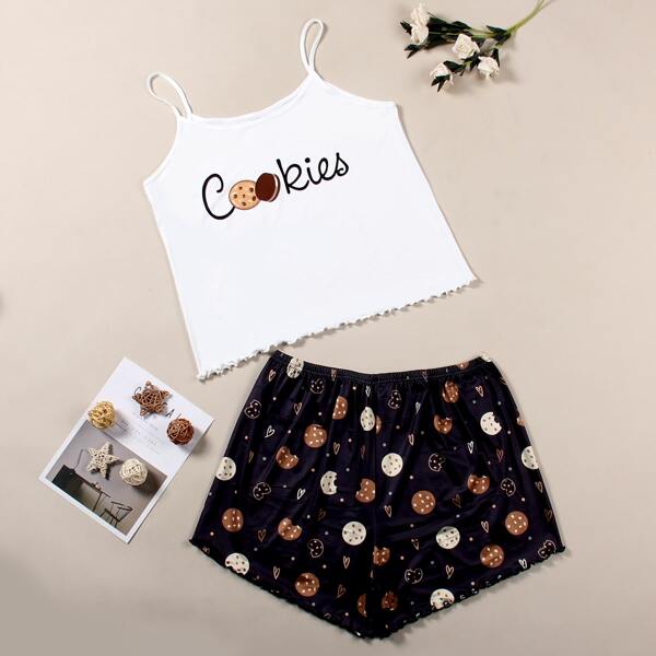 

Plus Letter & Cookie Print PJ Set, Multicolor