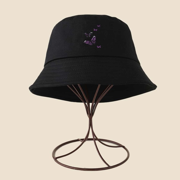 

Butterfly Print Bucket Hat, Black