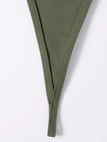 Micro Triangle Thong Bikini Set, For Summer Beach Vacation - Army Green - View 4