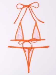 迷你三角丁字褲比基尼套裝 - 橘色 - 查看 2