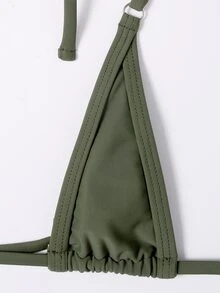 Micro Triangle Thong Bikini Set, For Summer Beach Vacation - Army Green - View 5