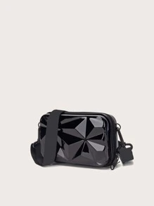 حقيبة كتف للهاتف المحمول Irisaa بشكل صندوق ABS صلب - حقيبة Crossbody بسطح نمطي 3D صغيرة لحافظة الهاتف المحمول للتعليق ، خفيفة الوزن ، عملية وعادية للأعمال التجارية ، حقيبة Crossbody محببة بنمط صغير للفتيات المراهقات وطلابي الجامعات، المبتدئين  والعاملين في القطاع الخاص للعمل ،والدراسة والمواصلات ، مثالية لمهرجان الموسيقى - الأسود - مشاهدة 2