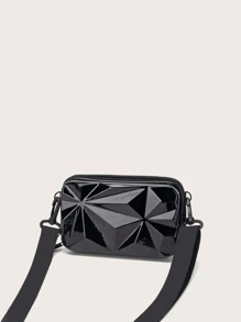 حقيبة كتف للهاتف المحمول Irisaa بشكل صندوق ABS صلب - حقيبة Crossbody بسطح نمطي 3D صغيرة لحافظة الهاتف المحمول للتعليق ، خفيفة الوزن ، عملية وعادية للأعمال التجارية ، حقيبة Crossbody محببة بنمط صغير للفتيات المراهقات وطلابي الجامعات، المبتدئين  والعاملين في القطاع الخاص للعمل ،والدراسة والمواصلات ، مثالية لمهرجان الموسيقى - الأسود - مشاهدة 3