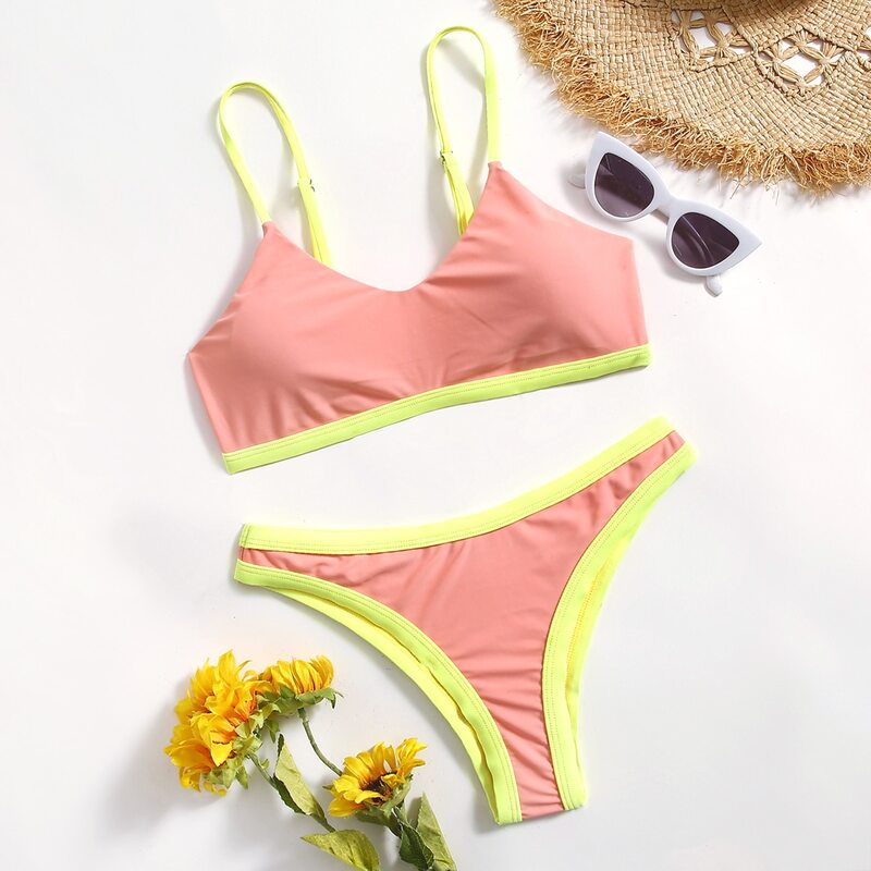 

Contrast Binding Bikini Swimsuit, Multicolor