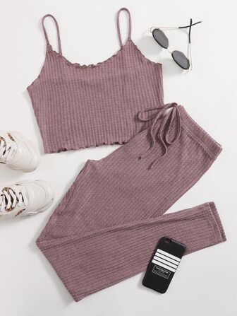 طقم طماق مع لباس علوي مقاس كبير كامي محبوك وافل