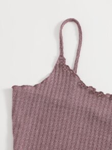 SHEIN EZwear 大碼華夫格針織吊帶上衣和緊身褲套裝 - 藕粉色 - 查看 4