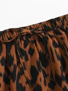 SHEIN Unity 大碼繫帶腰荷葉邊下擺滿版圖案半身裙 - 彩色 - 查看 5