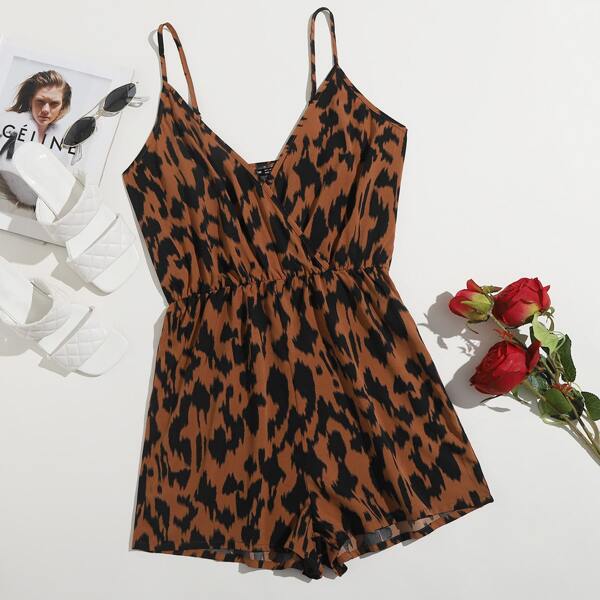 

Plus Allover Print Cami Romper, Multicolor