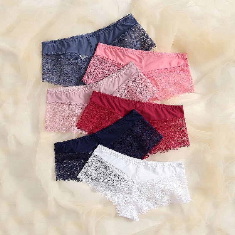 

Random 6pcs Contrast Lace Panty Set, Multicolor