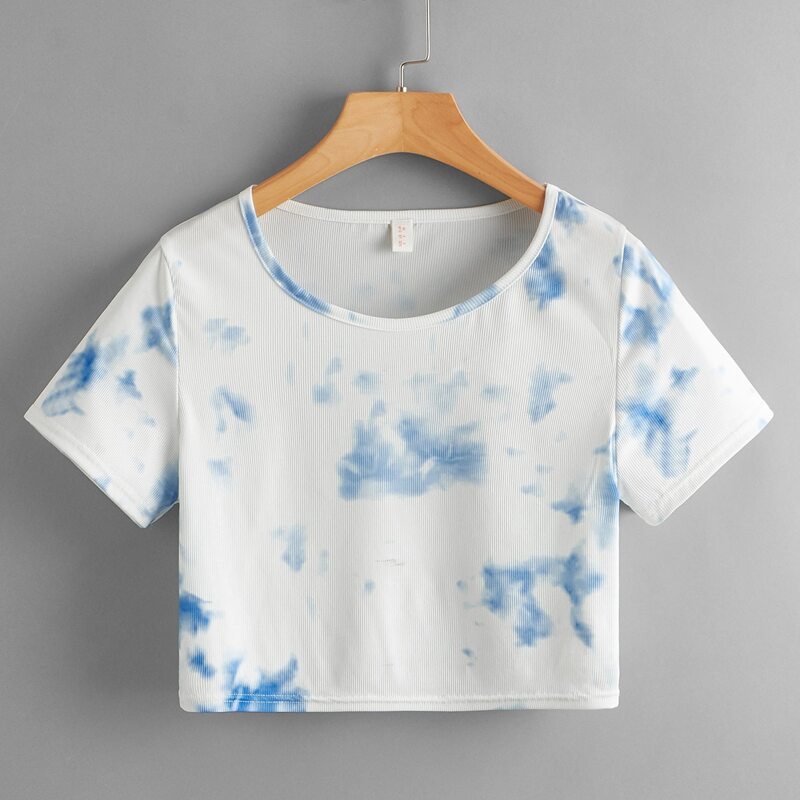 

Tie Dye Crop Tee, Blue and white