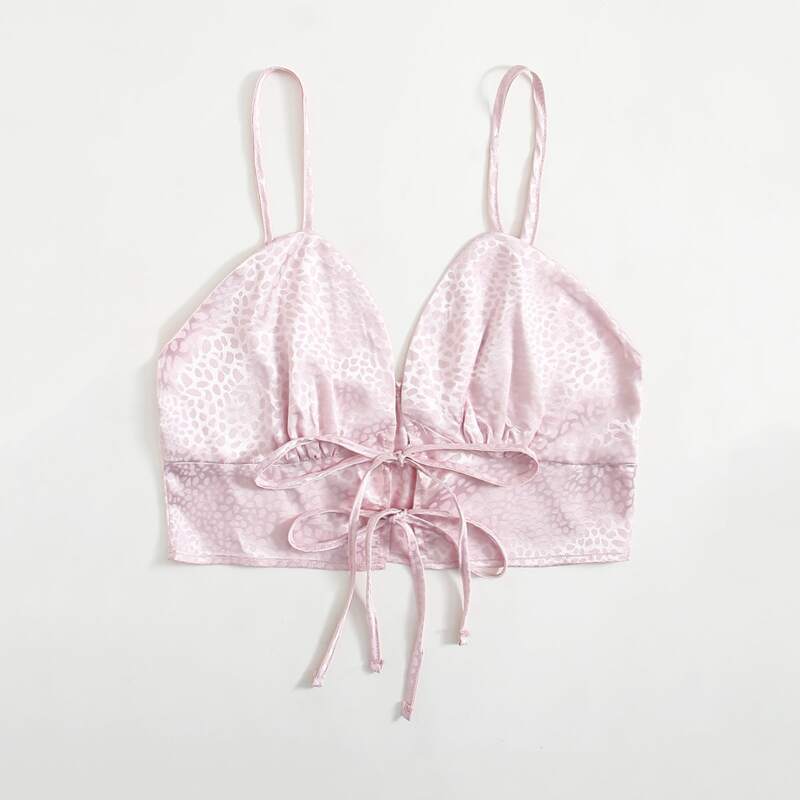 

Tie Front Satin Knot Cami Top, Baby pink