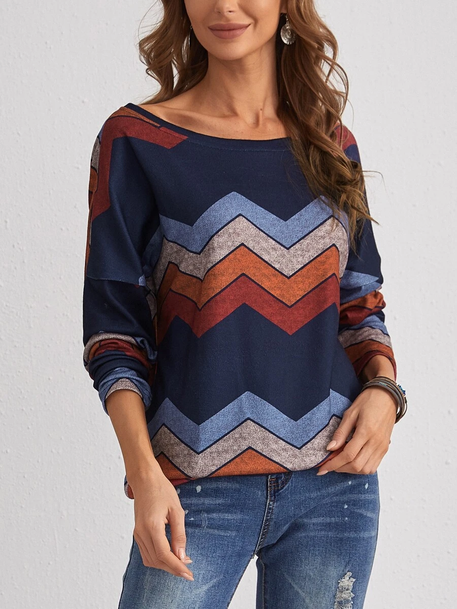 Casual Chevron strepen T-shirt