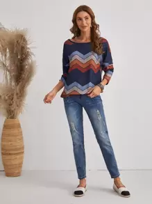Casual Chevron strepen T-shirt