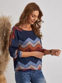 Casual Chevron strepen T-shirt
