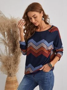 Casual Chevron strepen T-shirt