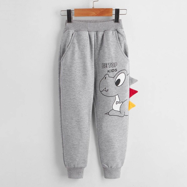 

Toddler Boys 3D Patched Cartoon Graphic Sweatpants, Light grey