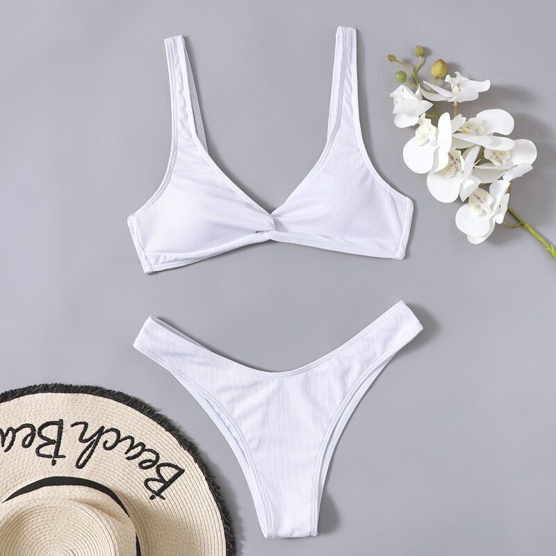 

Twist High Leg Bikini Swimsuit, White