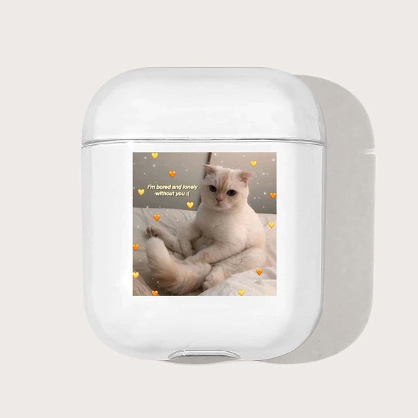 

Прозрачный чехол для Airpods с рисунком кошки