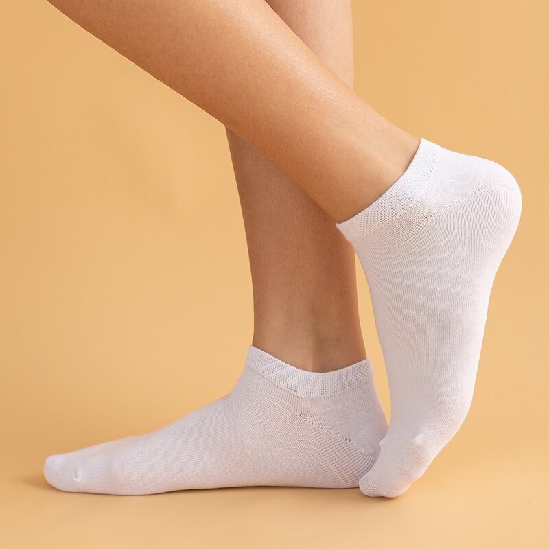 

1pair Solid Ankle Socks, White