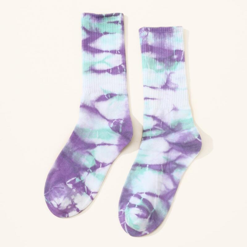 

1pair Tie Dye Crew Socks, Multicolor