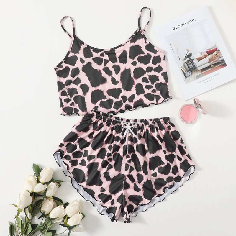 

Lettuce Trim Allover Print Pajama Set, Multicolor