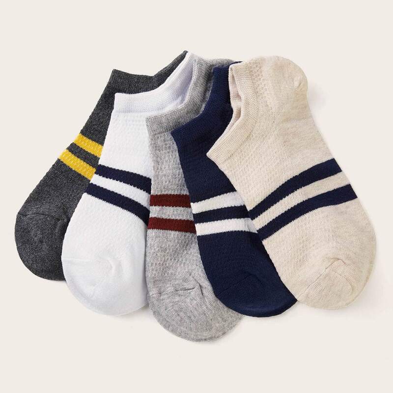 

Guys 5pairs Striped Ankle Socks, Multicolor