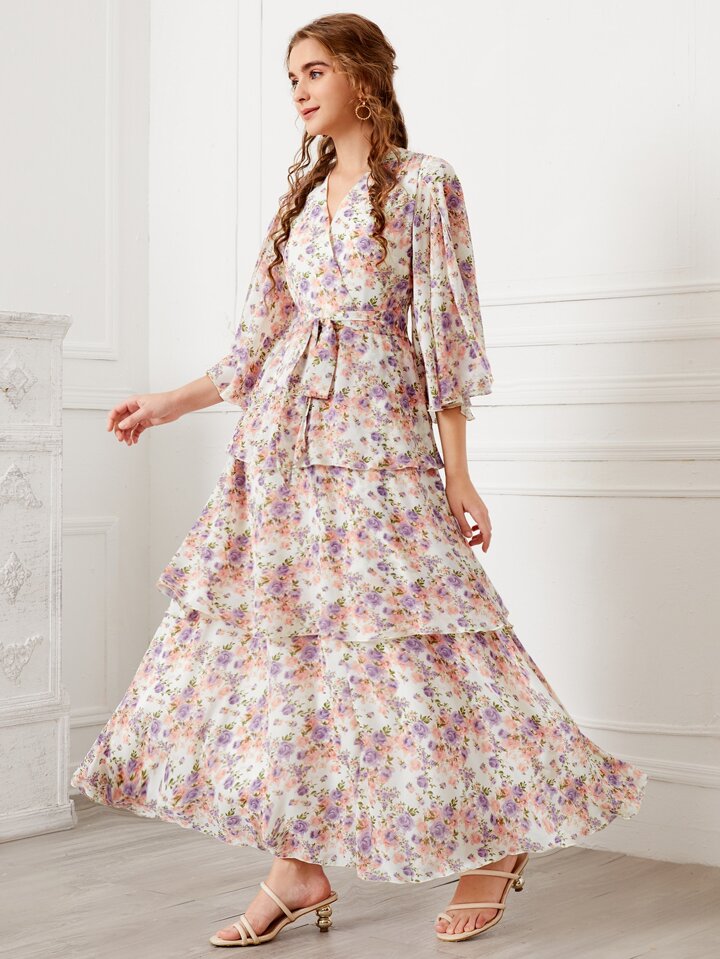 knee length dresses for ladies Layered Flounce Dress XX-Large-42
