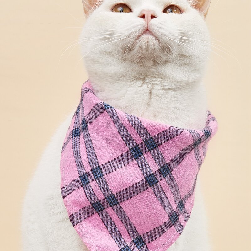 

Plaid Pattern Pet Bandana, Pink