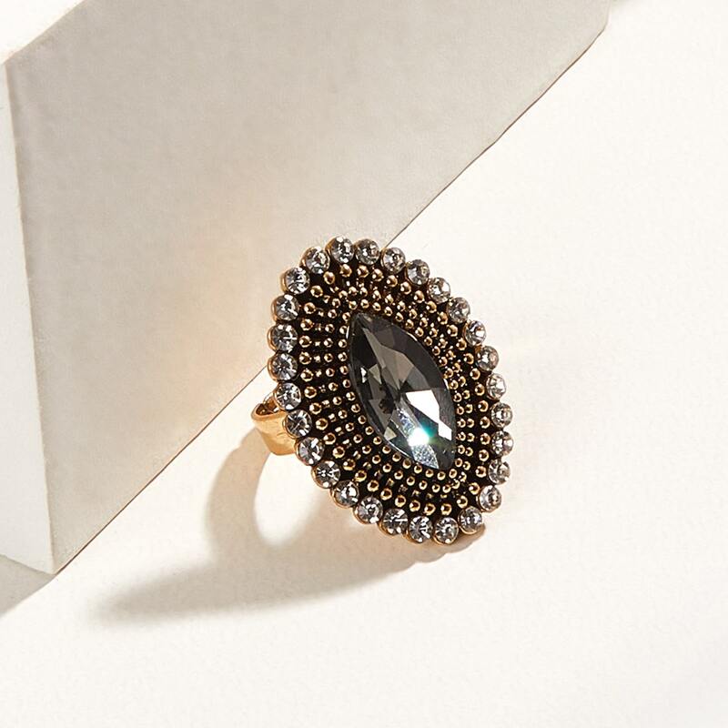 

Crystal Statement Ring, Black
