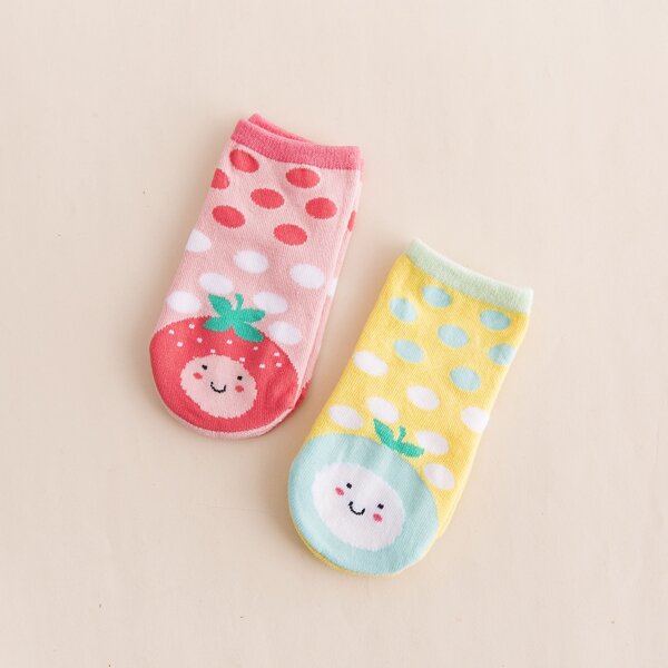 

2pairs Baby Fruit Print Socks, Multicolor