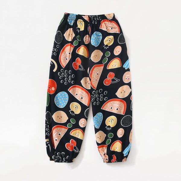 Toddler Girls Cartoon Graphic Pants, Multicolor