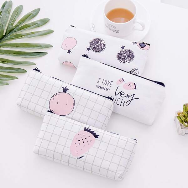 

1pc Fruit Print Random Pencil Case, Multicolor