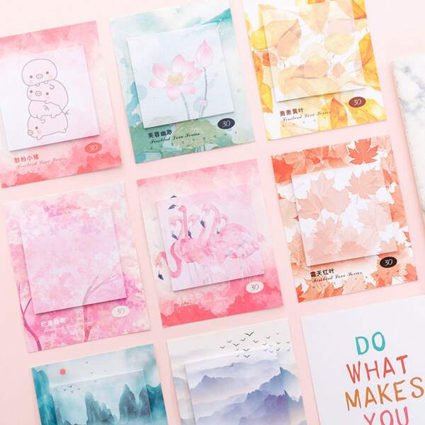 

4pcs Random Pattern Sticky Note, Multicolor
