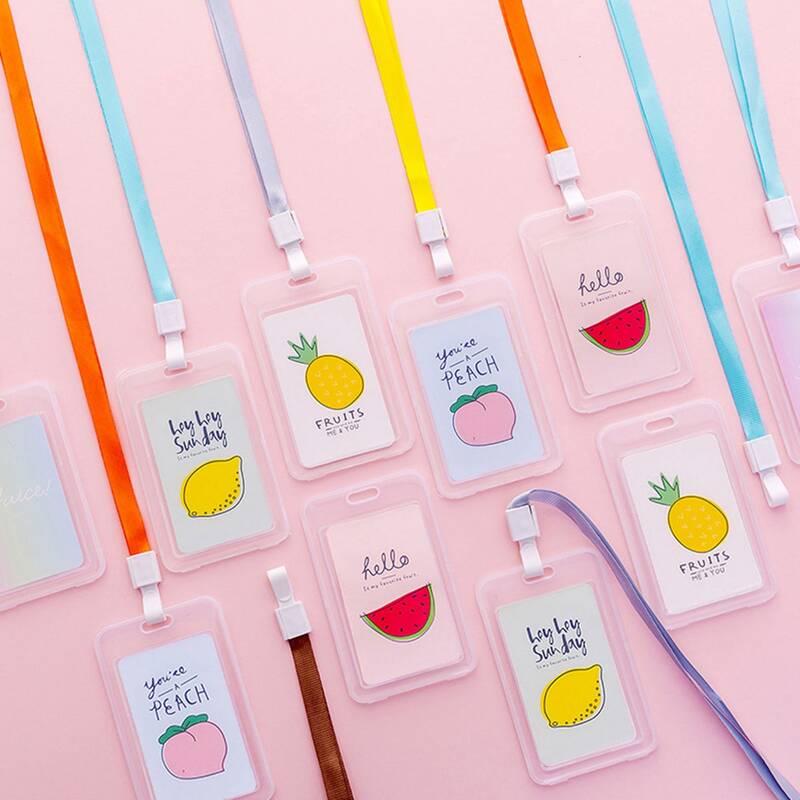 

3pcs Fruit Print Random Lanyard Card Holder, Multicolor