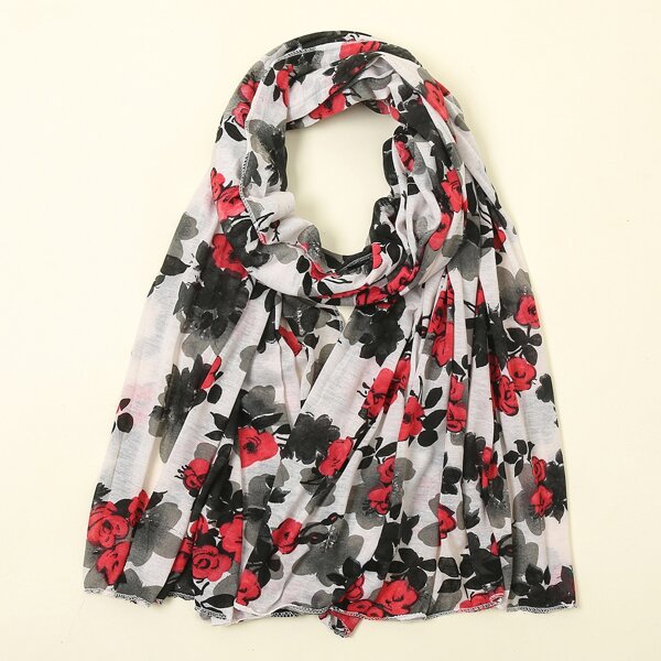 

Floral Pattern Scarf, White