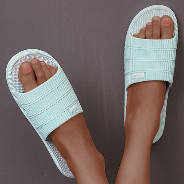 

Open Toe Shower Slides, Mint blue