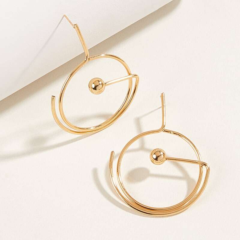 

Ball Decor Circle Earrings, Gold