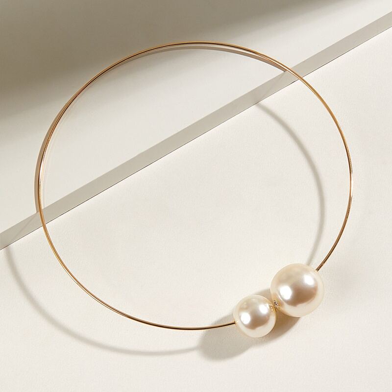 

Faux Pearl Decor Choker, Gold