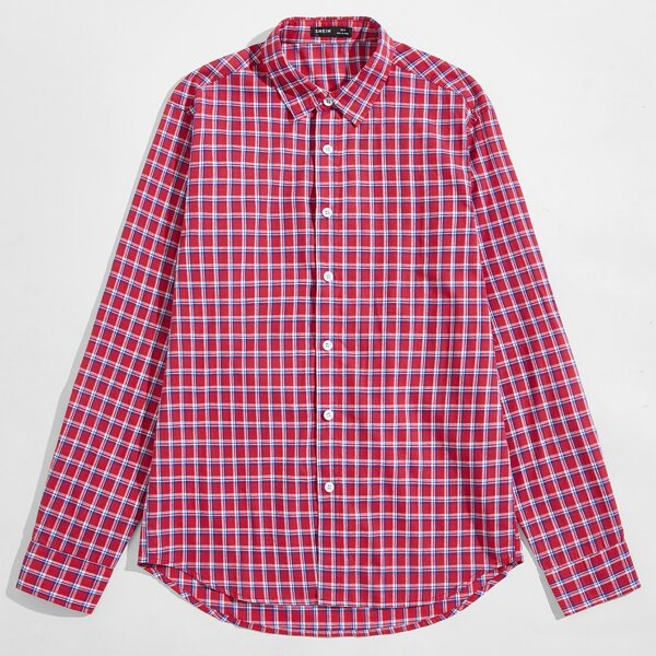 

Men Single Breasted Plaid Shirt, Multicolor
