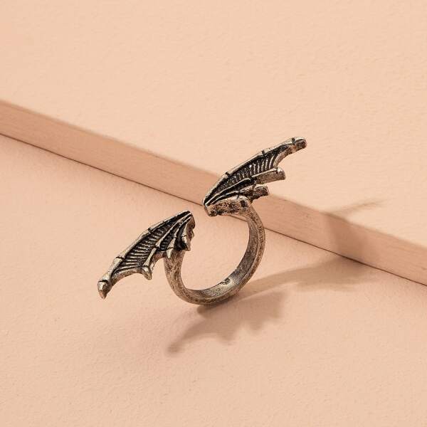 

Wing Decor Ring, Antique silver