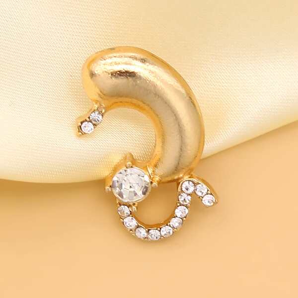 

Rhinestone Decor Brooch, Gold