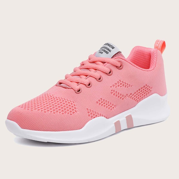 

Lace Up Front Knit Sneakers, Watermelon pink