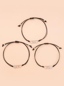 3 piezas pulsera con diseño de corazón