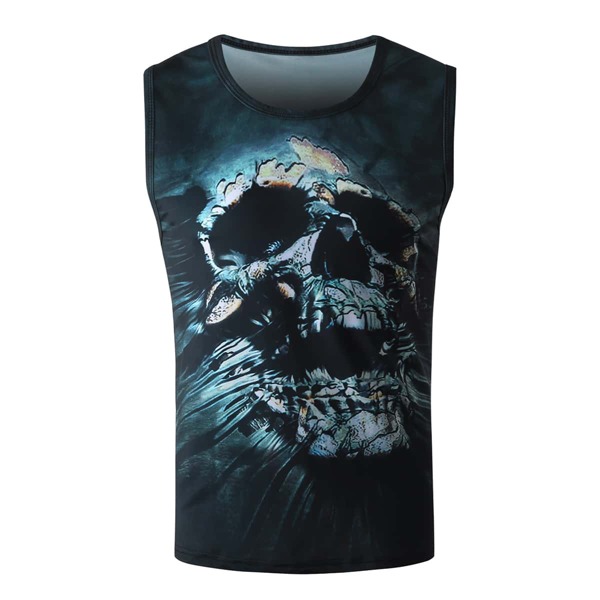 

Men Skull Print Tank Top, Multicolor