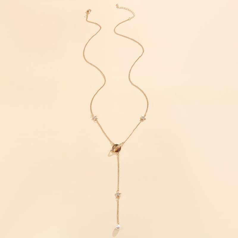 

Faux Pearl Decor Y-lariat Necklace, Gold