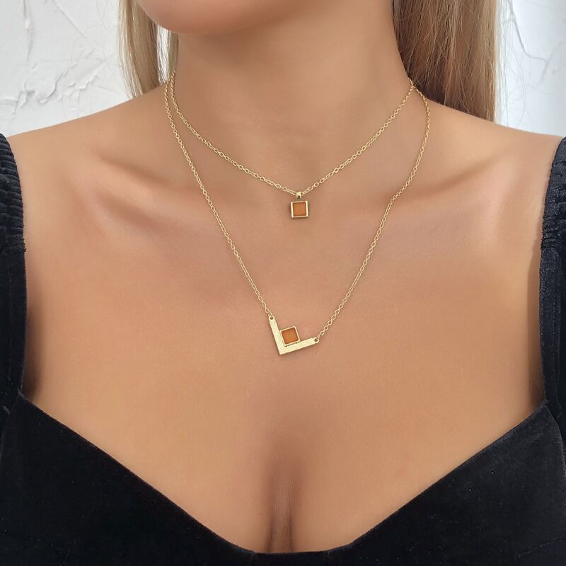 

Geo Decor Layered Necklace, Gold