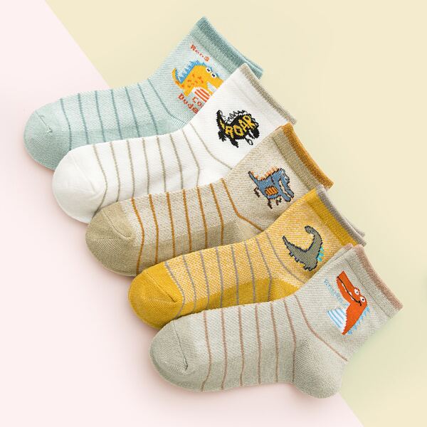 

5pairs Baby Striped Print Socks, Multicolor