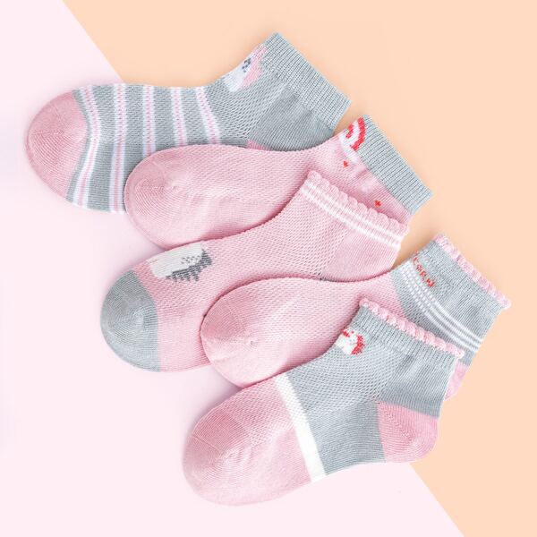 

5pairs Baby Striped Print Socks, Multicolor